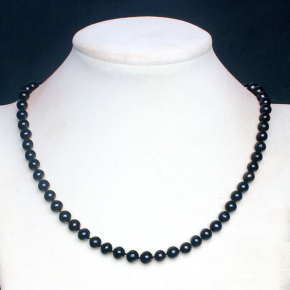 Genuine Natural 6-7mm Black Pearl Necklace 16-18 inch Adjustable | eBay